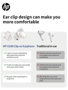 HP 夹耳式蓝牙无线耳机，带 TWS 立体声、ENC 通话降噪、IPX4 防水、5.4 自动配对耳机、带麦克风触控的无线耳机（适用于 Android 和其他系统）、带麦克风的游戏耳机和扬声器，是送给学生和办公室工作人员的绝佳节日母亲节礼物 - 套裝 - 查看 7