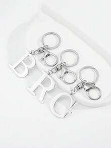 1pc Elegant Silver Letter Keychain, A-Z Alphabet Pendant, Fashionable Alloy Key Chain, Can Be Hung On Bags Or Car Keys, Perfect Accessory For Daily Use, Also A Great Gift For Couples, Friends And Family - Multicolor - View 10