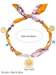 1 Peça Lenço de Seda Estiloso e Boêmio, Colar Feminino, Pingente Multielemental Banhado a Ouro em Aço Inoxidável Resistente à Descoloração, Acessório Adequado para Todas as Estações, Uso Festivo ou Diário, Presente de Natal