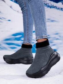 Breathable Anti-Slip Warm Thermal Lining Casual Outdoor Socks For Teenage Boys, Suitable For Winter - Dark Grey - View 2