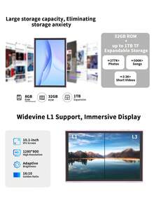 Coopers 10.1 Inch Android 15 Tablet With Protective Case, WiFi Tablet, RK3326S Quad-Core 1.6GHz/3GB RAM 32GB ROM/2.4G+5G WiFi+WiFi 6/BT 5.2/FHD IPS Touchscreen/2MP+5MP Dual Camera/6000mAh/Support 1TB SD Expansion/Support Widevine L1 (Adapter Not Included) - Pink - View 4