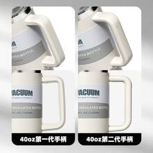 Vaso térmico 40 oz con asa Acero inoxidable, tapa anti-fugas 2 en 1, con popote Para oficina, gimnasio y viajes - Blanco - Ver 3