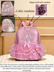Customized Exclusive Backpack Dance Bag, Pink Lace Ballet Shoes Embroidery Pattern Little Princess Backpack School Bag, Can Customize Exclusive Name, Letter, Lucky Number, Etc., Very Suitable For School Dance Class, Travel, Daily Use, Can Be Given As A Gift To Friends, Daughter's Birthday Gift, Commemorative Bag, Gift, New Year Gift, Birthday Gift, Etc. - Pink - View 9
