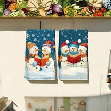 1 set/2 buc/100 buc lavete de vase cu model de om de zăpadă pentru citit de Crăciun, potrivite pentru sufragerii, bucătării, băi, decorațiuni zilnice, decorațiuni zilnice pentru petreceri în familie, decorațiuni interioare și articole de uz casnic viu colorate. Poate fi oferit cadou.