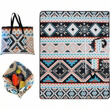 Outdoor Packable Picnic Blanket With Zipper Folds Into Tote Bag With Large Storage And Shoulder Strap Waterproof Sandproof For Lawn Beach Hiking Camping Colorful2 Large