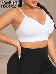 1pc Women Plus Size Wireless Yoga Padded Push Up Sports Bra - White - View 2