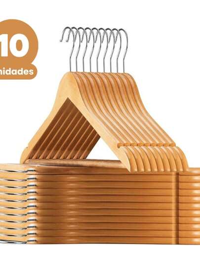 Kit Cabide De Madeira Para Roupas Calça Adulto 10 Unidades