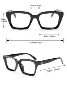 1/2pairs Men Square Frame Simple Delicate Classy Aesthetic Popular Design Clear Glasses For Back-To-School Essentials,Reading,Office Outfit Accessories