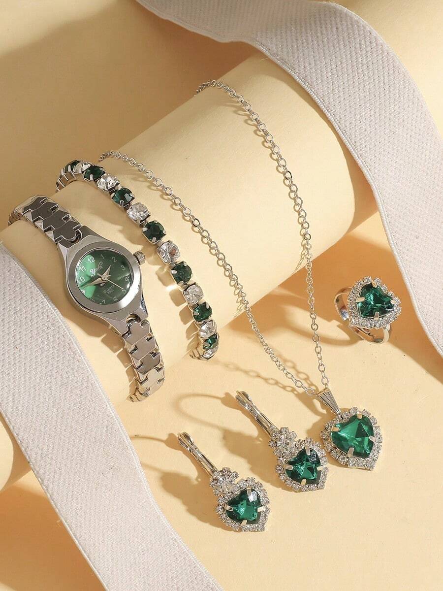 5 Stücke/Set Neue Mode Stahlarmband Uhren für Frauen, minimalistisches Design, Quarzwerk, geeignet für den täglichen Gebrauch, Geburtstag, Jahrestag, Halloween und andere Feiertagsgeschenke, ohne Geschenkbox