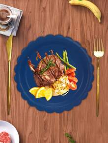 10pcs/20pcs/50pcs/80pcs Navy Blue Plates Cups Napkins Tableware Kit Navy Blue Party Supplies Inlcudes Scalloped Plates Napkins Cups Dinnerware Set For Birthday Wedding Picnic Decorations - Multicolor - View 6