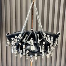 Denhuaki Fashionable Pu Leather Handmade Bag Metal Zipper Head Decoration Rock Style Crossbody Bag Shoulder Bags Banquet Bag - màu đen - Xem 6