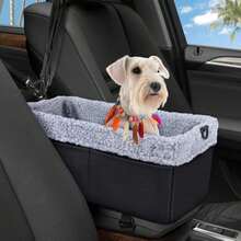 Dog Car Seat For Small Dogs, Center Console Dog Car Seat With Metal Frame &Amp; Double Protection Seat Belts, Pet Booster Seat With Safety Leash And Storage Pocket For Pets Dogs Cats, Grey - ColorA - 查看 1