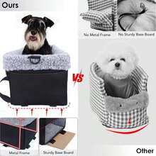 Dog Car Seat For Small Dogs, Center Console Dog Car Seat With Metal Frame &Amp; Double Protection Seat Belts, Pet Booster Seat With Safety Leash And Storage Pocket For Pets Dogs Cats, Grey - ColorA - 查看 3