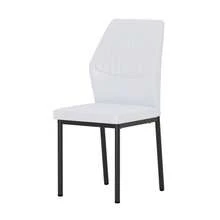 MUUOKY Modern Dining Chairs Set Of 6, Kitchen Modern Metal Chairs With Faux PU Leather Padded Seat High Back And Sturdy Gold Legs, Chairs For Dining Room, Kitchen, Living Room, Living Room, Office,  Bedroom, Kitchen, Apartment, Easy To Clean, Easy To Assembly, Home Decor - 白色+黑色 - 查看 9
