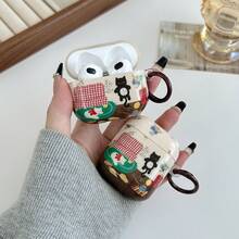 1 Miếng Dán Hình Mèo Hoa Nhỏ Phong Cách Cổ Điển Cao Cấp Phù Hợp Cho AirPods1/2 Vỏ Bảo Vệ AirPods4 Vỏ Tai Nghe Bằng Silicon Airpodspro Apple Không Dây Bluetooth Airpods3 Hộp Đựng Tai Nghe Thế Hệ Thứ Ba Mới - màu nâu - Xem 3