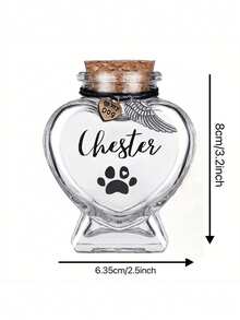 1pc Custom Pet Hair Memorial Bottle, Custom Pet Fur Hair Memorial Keepsake Jar,Pet Fur Keepsake, Pet Hair Memento, Pet Memorial Urn Box For Ashes, Heart Bottle Pet Loss Dog Cat Memorial Gifts - Multicolor - View 14