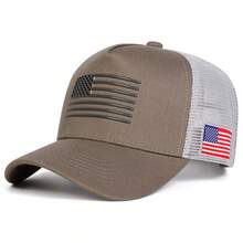 1 Stück Herren Amerikanische Flagge LKW Fahrer Mütze, personalisierte bedruckte Baseballkappe, Streetwear Mode Mesh Kappe, Outdoor Sonnenschutz Casual Hut, geeignet für Frühling, Herbst, Reisen, Strand, Sommer, Feiertage - Verschiedenfarbig - Übersicht 4