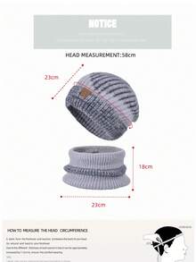 JOYLORD 女士两件套帽子围巾套装/单顶帽子/双色加厚保暖护耳针织帽，秋冬季情人节礼物 - 卡其色 - 查看 7