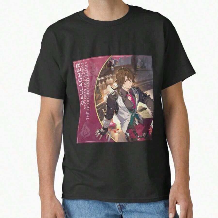 Gallagher Honkai Rail Classic-Shirt Anime Tee Novelty Casual Short Sleeve-Shirts Crew Neck Personality Topssummer Outfits Summer Tops Country Concert Outfit Vacation Outfits Going Out TopsTRENDORA - Black - View 1