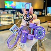 1 Móc khóa thể thao hoạt hình, tạ đòn tinh tế, quà tặng ba lô nam nữ, mặt dây chuyền cốc nước, trang trí quần áo, phụ kiện móc khóa - Nhiều màu - Xem 4