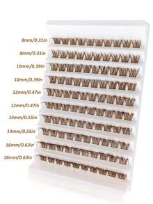 Rikuaild 100pcs Brown Cluster False Eyelashes, Enlarging Eyes, D Curl Lifting, Single Strand Grafting, Thick & Dense, Create Natural Or Thick Makeup Effect, DIY Eyelashes At Home - D - 查看 3