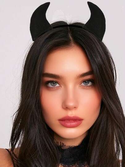 1 件万圣节配饰魔鬼角头带，黑色和红色哥特式恶魔角头饰，适合日常佩戴、节日、角色扮演