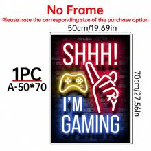 1 件霓虹灯游戏帆布海报，适用于电子竞技室、游戏室和男孩卧室的鲜艳帆布画，游戏玩家墙面装饰，海报，墙壁艺术，房间装饰用品帆布墙面艺术，房间海报，家居装饰，房间装饰美学，房间装饰用品。房间装饰，可选框架 - 彩色 - 查看 13