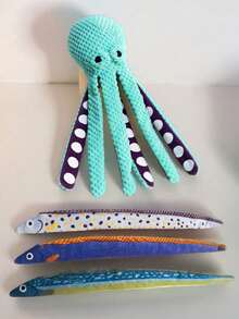 1 件宠物章鱼毛绒玩具，带声音和吱吱声，适合狗和猫的互动咀嚼玩具，由柔软的灯芯绒材料制成 - 薄荷綠 - 查看 18