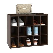 15-Unit Stackable Wood Shelf Storage Organizer For Adult Closets, Espresso Finish