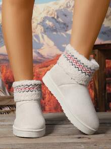 Damen Schneestiefel, dicke flache warme Stiefeletten für den Winter