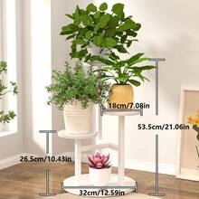 四层室内外植物架，金属木质结构，适用于各种室内植物，转角多层花草架，适用于阳台、花园、露台等场所。