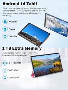 Relndoo Tablet Android 2025 Newest, 10.1-Inch Tablet With Case, RK3562 Quad-Core 2.0 GHz, (4GB+4GB) RAM+64GB ROM, Android 14 Tablet With 6000mAh Battery, 2MP+8MP Dual Camera, 1280*800px HD Touchscreen, Wireless, 802.11n Wifi6 2.4g/5.0g, GMS Certified Computer Tablets PC With Tablet Protective Film (Without Adapter)-Pink