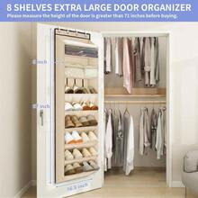 1 Pack Over The Door Shoe Organizer 68 Exlarge Deep Pockets Hanging Shoe Organizers 8Tier Shoe Rack For Closet Shoe Holder For Boots Over Door Organizer In Home RV Dorm Beige