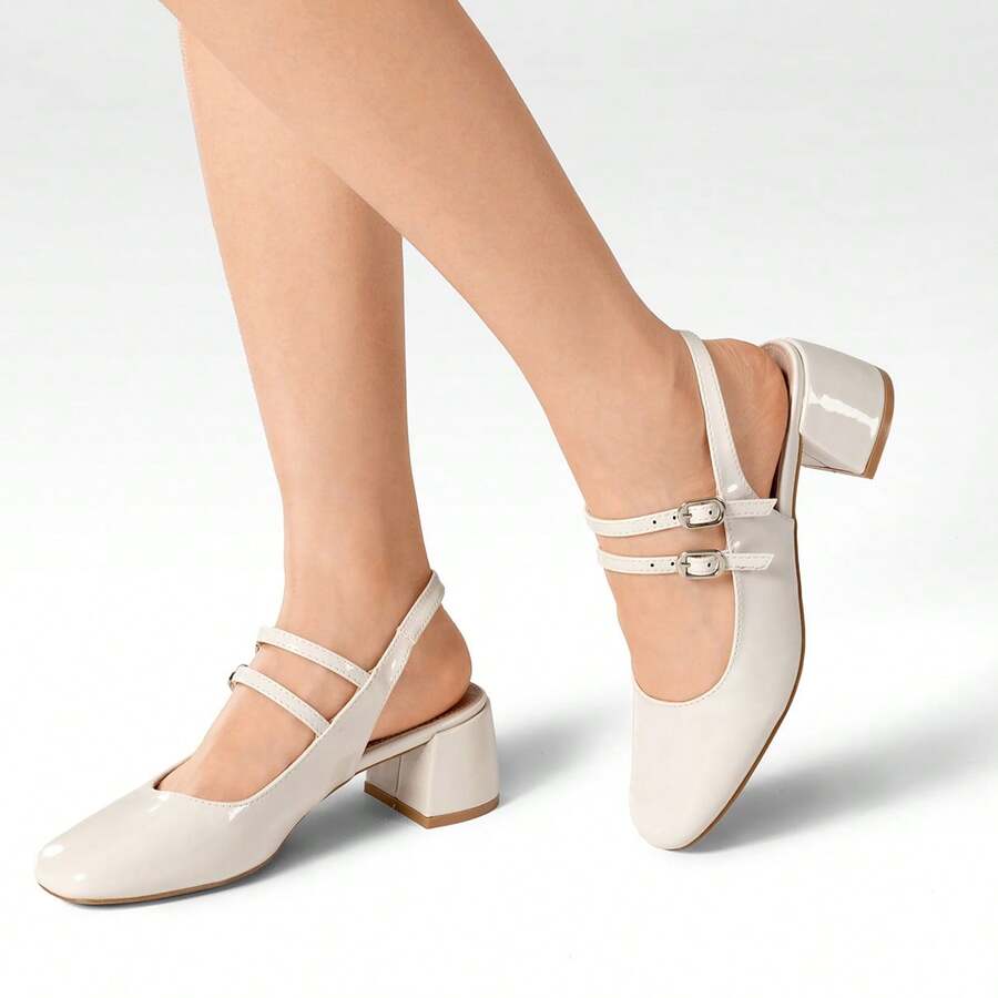 WEIDE Sandalias Elegantes para Dama, Zapatos de Tacón Cómodos y de Moda, con Diseño de Doble Hebilla