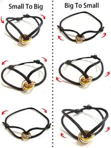 1pc Handmade Adjustable Stainless Steel 3-Color 3-Ring Round Hollow Thin Bracelet, Unisex Lovers' Gift