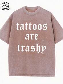 Letter Print Pattern Design For Men'S Casual Round Neck Short Sleeved T-Shirt Made Of 100% Pure Cotton, Comfortable And Textured For All Seasons, Suitable For Adults To Wear