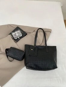 大容量女士通勤包，个性化手提包，2026新款精致小众单肩包，高品质女士包 - 黑色 - 查看 8