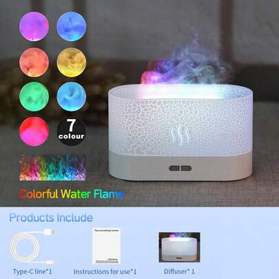 香薰灯 USB 供电加湿器（礼品）、仿真火焰空气加湿器、香薰扩散器加湿器、电子香薰扩散器、卧室装饰、迷你家居装饰加湿器