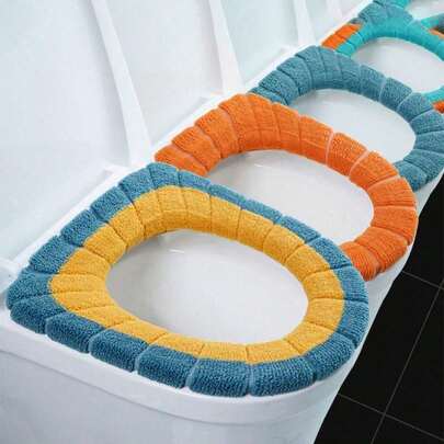1pc - Comfortable Toilet Seat Cover, Thick And Sterile, Easy To Install, Warm And Comfortable, Suitable For All Seasons, Autumn And Winter, Toilet Seat Cushion, Random Color
