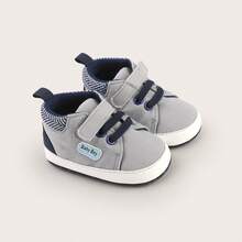 Spring And Autumn 0-1 Year Old Male And Female Babies 6-9-12 Months Old Infant Soft Soled Anti Slip Walking Shoes Sports Color Blocked White Shoes - Grey - View 9