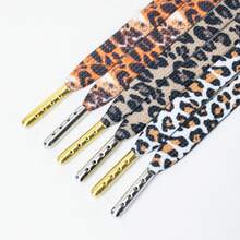 1 Paar 8mm flache Leoparden-Muster + metallische Spitze bunte vielseitige Schnürsenkel
