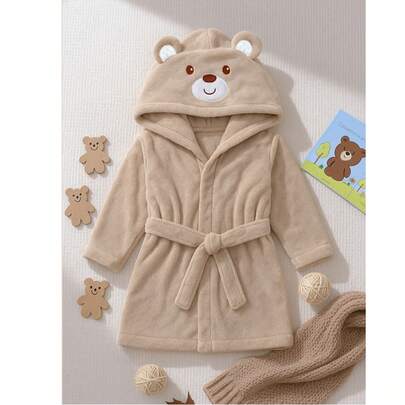 Personalized Name Embroidery Baby Animal Hooded Towel Wrap | Soft Plush Toddler Robe For 12–24 Months, Newborn Photo Prop, Post-Bath Drying, Birthday Gift