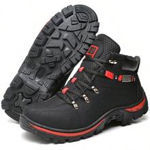 Men's Adventure Combat Boot Outdoor Fabric Eyelet Lace Up Outdoor - Red - View 2