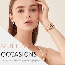 This Bracelet Is Compatible With Versa 3/Versa 4/ Sense/Sense 2 Bands, Designed For Women, Featuring Handmade Fashionable Elastic Beaded Arrow Pattern, Can Replace Versa 4/Versa 3/Sense 2/Sense Bands. - Pink - View 4