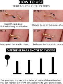 Yinuo 2 buc 20G/18G/16G G23 titan fără fir nas Stud cercei plat spate mici CZ nas mic Helix cartilaj Tragus Conch Labret Medusa Monroe piercing bijuterii pentru femei bărbați