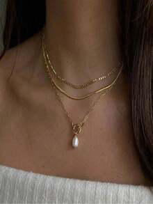3 Women's Layered Necklaces - Stackable Necklaces, Coin Pendants, Daily/Date/Party Essential Jewelry Sets - Gold - View 9