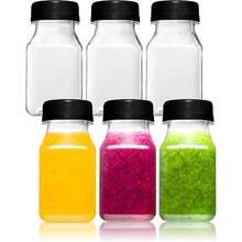 6pcs Reusable Plastic Juice Bottles, Transparent Large Capacity Beverage Containers With Black Lids, Suitable For Juice, Milkshake, Tea, Milk, Fruit & Vegetable Juice, Smoothie, Water And Other Drinks, Refrigeration Storage - Multicolor - View 9