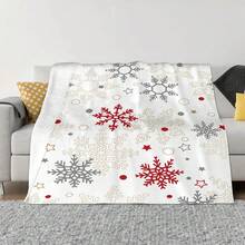 1 件圣诞主题超柔软毛毯，白色雪花羊毛毯，法兰绒面料，触感柔软，保暖功能，实用盖毯，适用于卧室、客厅、圣诞装饰、办公室午睡、露营野餐