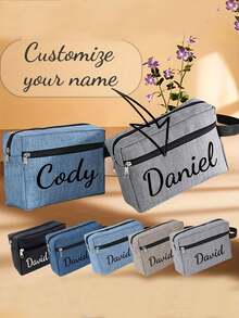 Bolsa de aseo personalizada con nombre para hombres, grande, plegable, ligera, bolsa de aseo de viaje con asa superior y cierre de cremallera de alta calidad, perfecta para artículos de aseo y afeitado esenciales, artículos de viaje duraderos...