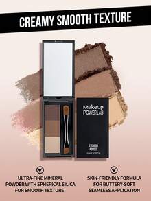 Misslyn 化妆 POWERLAB，眉粉，3 色哑光眉粉调色板，眼妆，眉毛填充物，棕色，摩卡色，玫瑰红，冷杏仁色，多色，持久，增强和定义眉毛